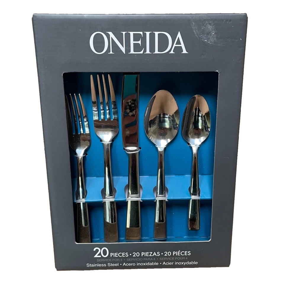 Oneida H147020A Monolith 20 Piece Everyday Flatware 4 Pack Stainless Steel NEW